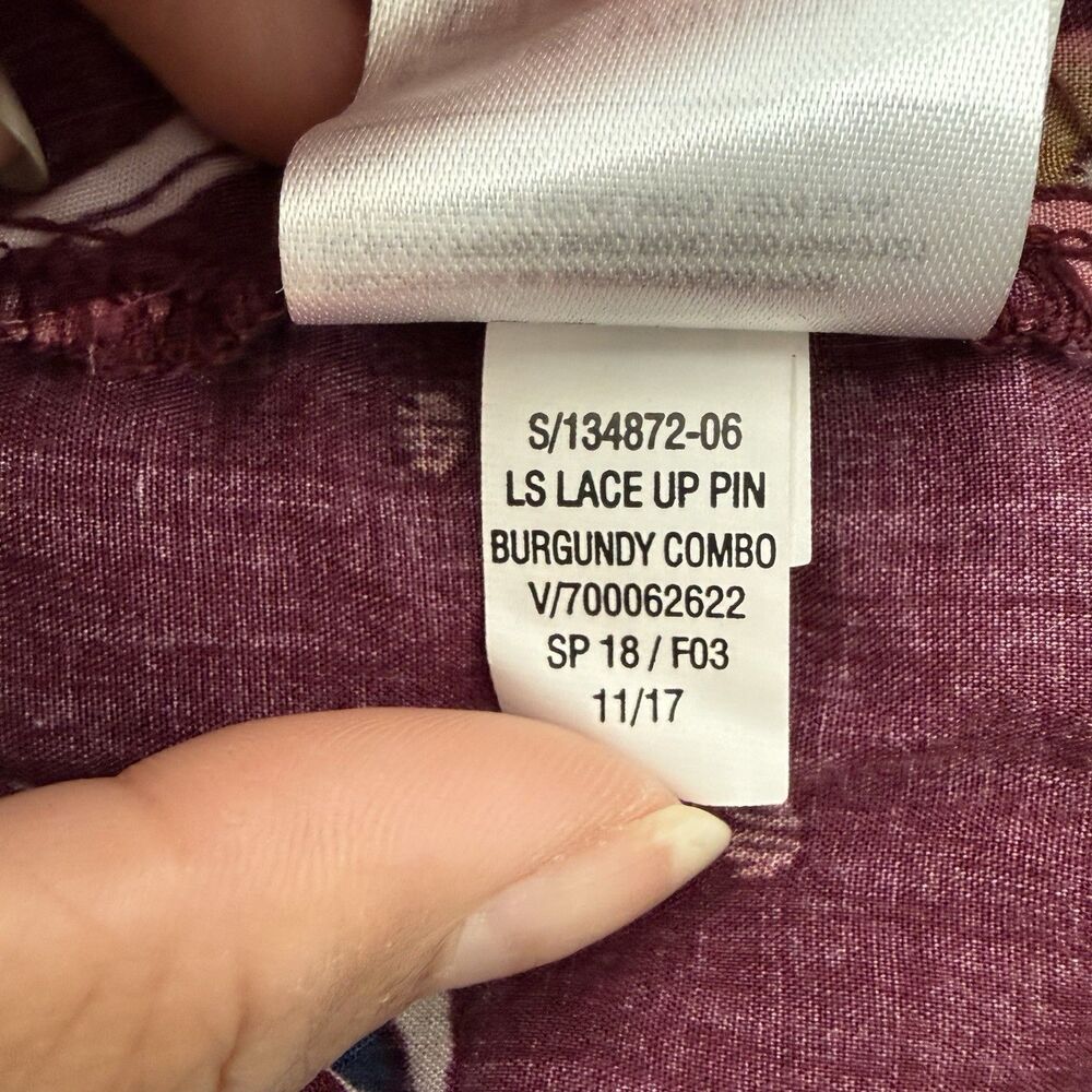 Old Navy Floral Swing Dress Womens 2XL Lace Up Pintucked Burgundy Boho Flowy - Picture 10 of 11